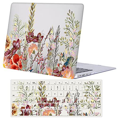 Case Compatible with MacBook Pro 15 inch 2019 2018 2017 2016 Release A1990 A1707 with Touch Bar, Plastic Hard Shell Laptop Case Cover & Keyboard Protector - Flower