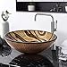 Round Glass Bathroom Sink - Enbol 16.5 Inch Tempered Glass Bathroom Vanity Vessel Sink Above Counter Gold Brown Standard Round Artistic Wash Bowl GS-L0048