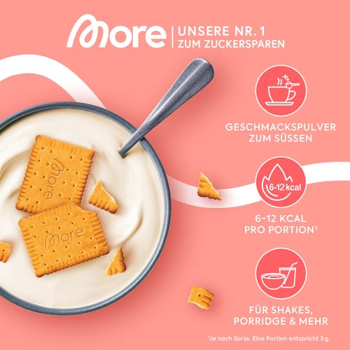 MORE Chunky Flavour, Butterkeks, 150 g, vegan, Geschmackspulver zum Süßen, ohne viel Zucker und Kalorien, mit Inulin und Laktase - made in Germany