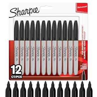 Sharpie Permanent Markers | Fine Point for Bold Details | Black Ink | 12 Marker Pens