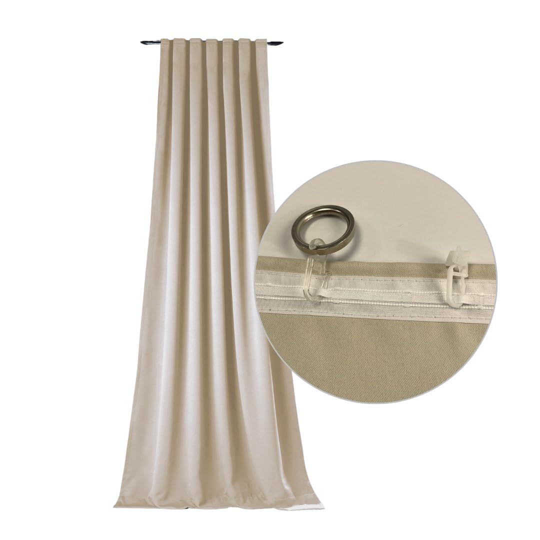 Vorhang Verdunkelung in beige Kälteschutz Kräuselband Blickdicht Klimavorhang Übergardine XXL extra lang bis 350 cm energiesparen 145x350 cm (BxH)