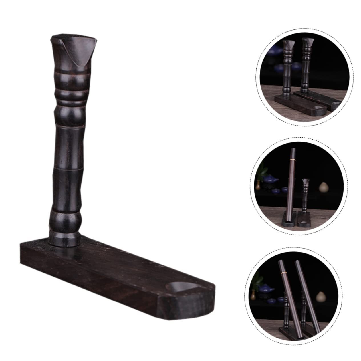 HEALLILY Ebony Wooden Flute Display Rack Elegant Flute Collection Stand for Storage and Showcasing Wooden Flute Holder for Music Lovers and Collectors