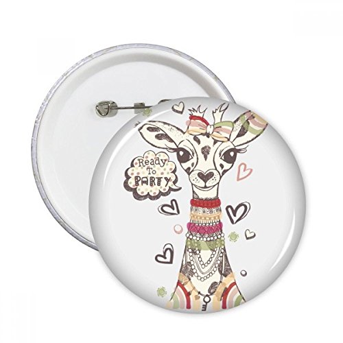Badge bouton girafe colorée DIYthinker en lot de 5 pièces multicolores taille M pour vêtement