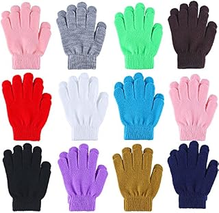 Cooraby 12 Pairs Kid's Winter Magic Gloves Children Stretchy Warm Magic Gloves Boys