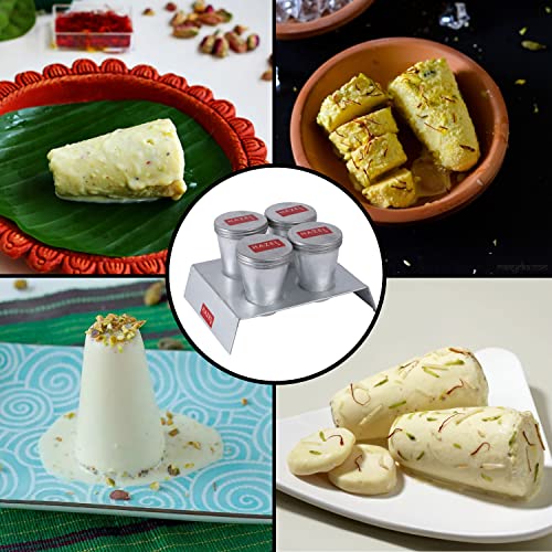 Image of HAZEL Kulfi Moulds Set Aluminium | Traditional Ice Cream Large Mould Set of 4 | Kulfi Moulds Set with Stand | Reusable Ice Cream Maker Popsicle Mould
