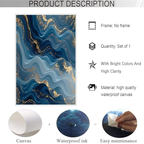 Impression sur toile de qualité supérieure bleu fluide art moderne abstrait - 6
