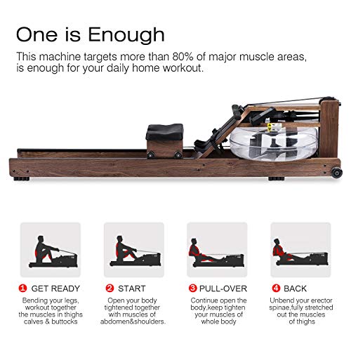 image for E-riding Rowing Machine Black Walnut Wood Water Rower with Bluetooth M
