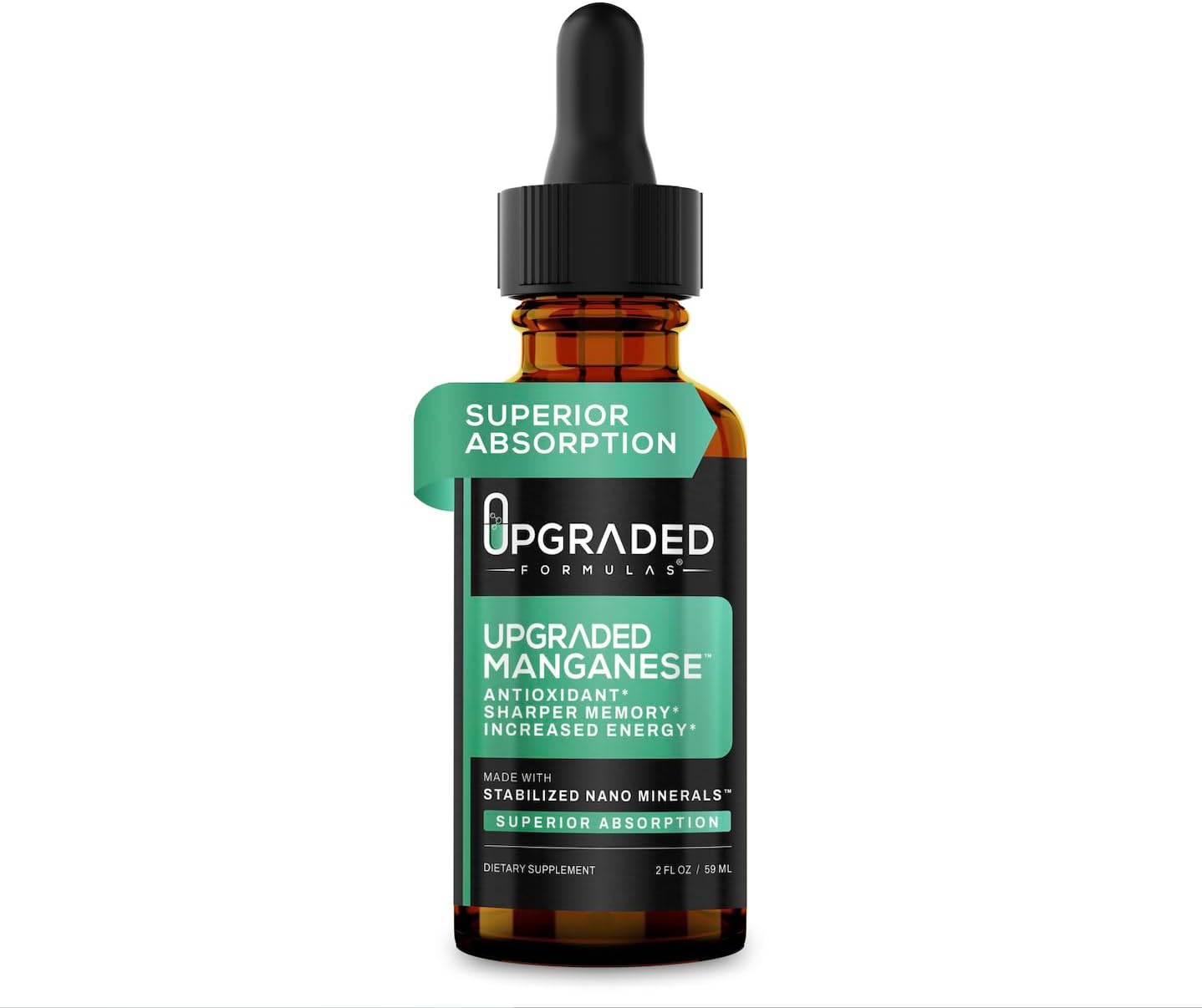 Upgraded Formulas Manganese Supplement with Liquid Nano Minerals - Antioxidant, Sharper Memory and Increased Energy - Vegan, Paleo (2 Fluid Ounces)