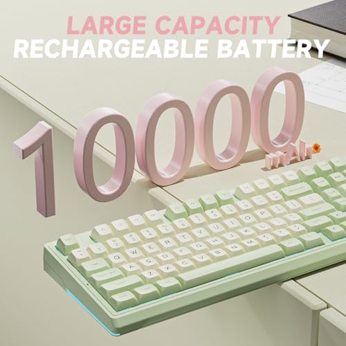 Image of SOLAKAKA KI99 Pro Wireless Mechanical Keyboard Quiet Switch,Hot Swappable Pre-Lubed Switches Silent Keyboard with RGB Backlit,Gasket Structure Computer Gaming Keyboards(GreenWhite, Silent Switch)
