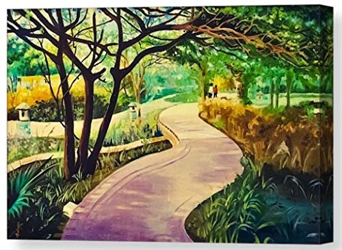 Ankansala Stretched Canvas Print Green Corner- Beautiful Wall Art for Home | Living Room | Office | Bedroom | Restaurant | Size: 16 inches x 14 inches