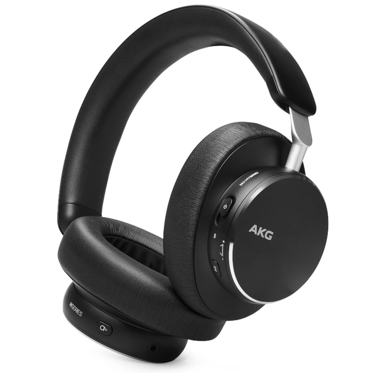 AKG N9 Hybrid Over-Ear Headphones – Audio cristallino wireless, Cancellazione attiva del rumore adattiva, Qualità delle chiamate certificata Zoom, 100h di autonomia, Bluetooth, USB-C, Nero