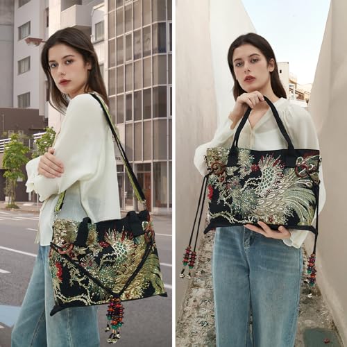 Bolso Tote de Lona Bordado para Mujer miniatura 2