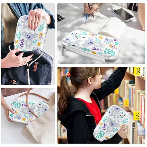 Image of Cute Koala Bears Floral Pencil Bag Case Zipper Pencil Holder Organizer Stationary Pen Bag Cosmetic Makeup Bag Pouch Purse for School Office Supplies