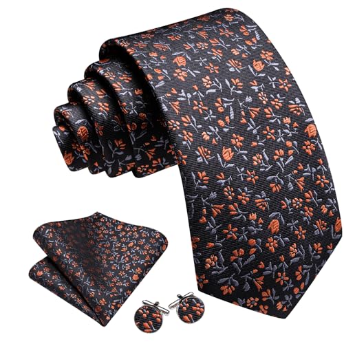 Image of Barry.Wang Ties for Men Silk Tie Sets Polka Dot Woven Necktie Pocket Square Cufflinks Business Wedding