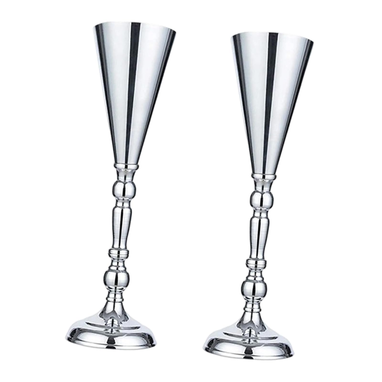 Elegants Tabletop Metal Wedding Flower Trumpets Vases for Table Centerpieces and Home Decoration with Sturdy Base Metal Flower Vases