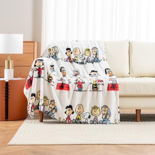 Image of Berkshire VelvetLoft Peanuts Snoopy Cute Character Plush Throw Blanket, Peanuts Gang, Throw (55 inch x 70 inch)