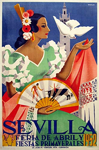 Póster A4 con diseño de visita a Sevilla España Viajes Vacaciones Turismo Cover
