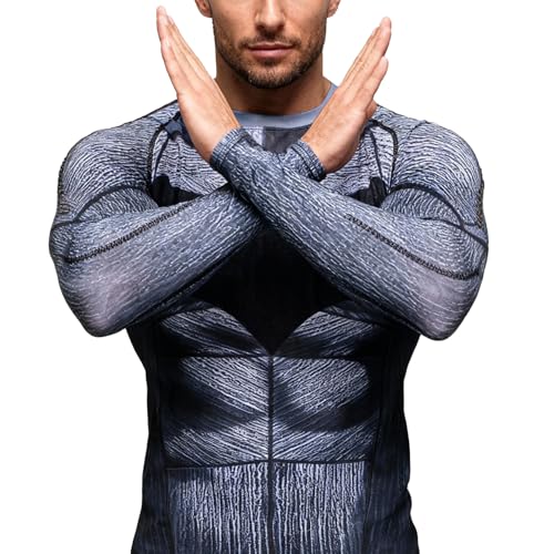 Red Plume Men's Bat Logo Sports Shirt Cool Party/Gift Running Functional Long Sleeve Tee (M) Black