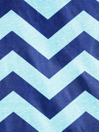 Image of Home Sizzler 2 Pieces Solid Patch Zigzag Print Eyelet Polyester Door Curtain - 7 Feet, Aqua