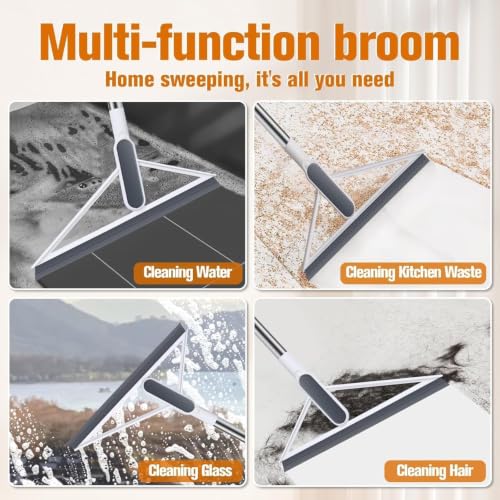 Image of ROKTRY Floor Squeegee Broom with Long Stainless Steel Handle | Multipurpose Floor Wiper for Bathroom,Kitchen,Tiles,Marble, Glass & Wet Cleaning | Heavy Duty Rubber Water Scraper for Home,Office