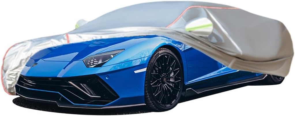 WOLWES Car Cover are Suitable for Lamborghini Aventador All-Weather Windproof, Snowproof, Rainproof, UV-Protected and Breathable All-Season Universal with Side Door Zip Oxford Cloth Car Cover (Color