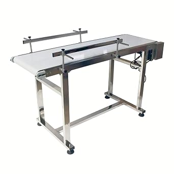White PVC Conveyor Belt 53"x15.7"inch Stainless Steel Conveyor Belt Adjustable Speed Industrial Drive Conveyor Belts 110V 120W