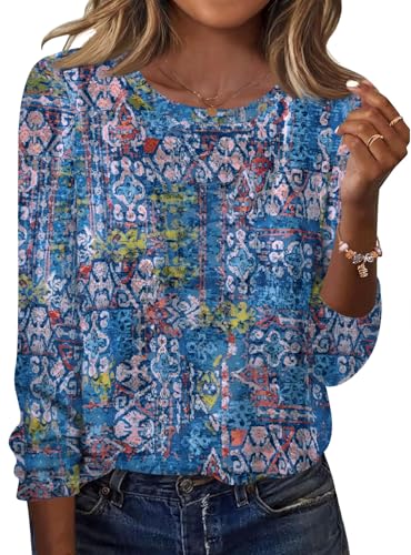 TCOT Plus Size Tunic Tops for Women Loose Casual Spring Long Sleeve Crew Neck Women's Fashion Comfy T-Shirts XXL