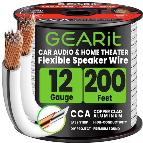 Câble audio CCA haut-parleur voiture et ampli hifi 12 AWG blanc de 30,5m