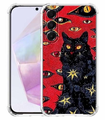 Coque chat noir pour Samsung Galaxy A35 tendance en TPU souple antichoc