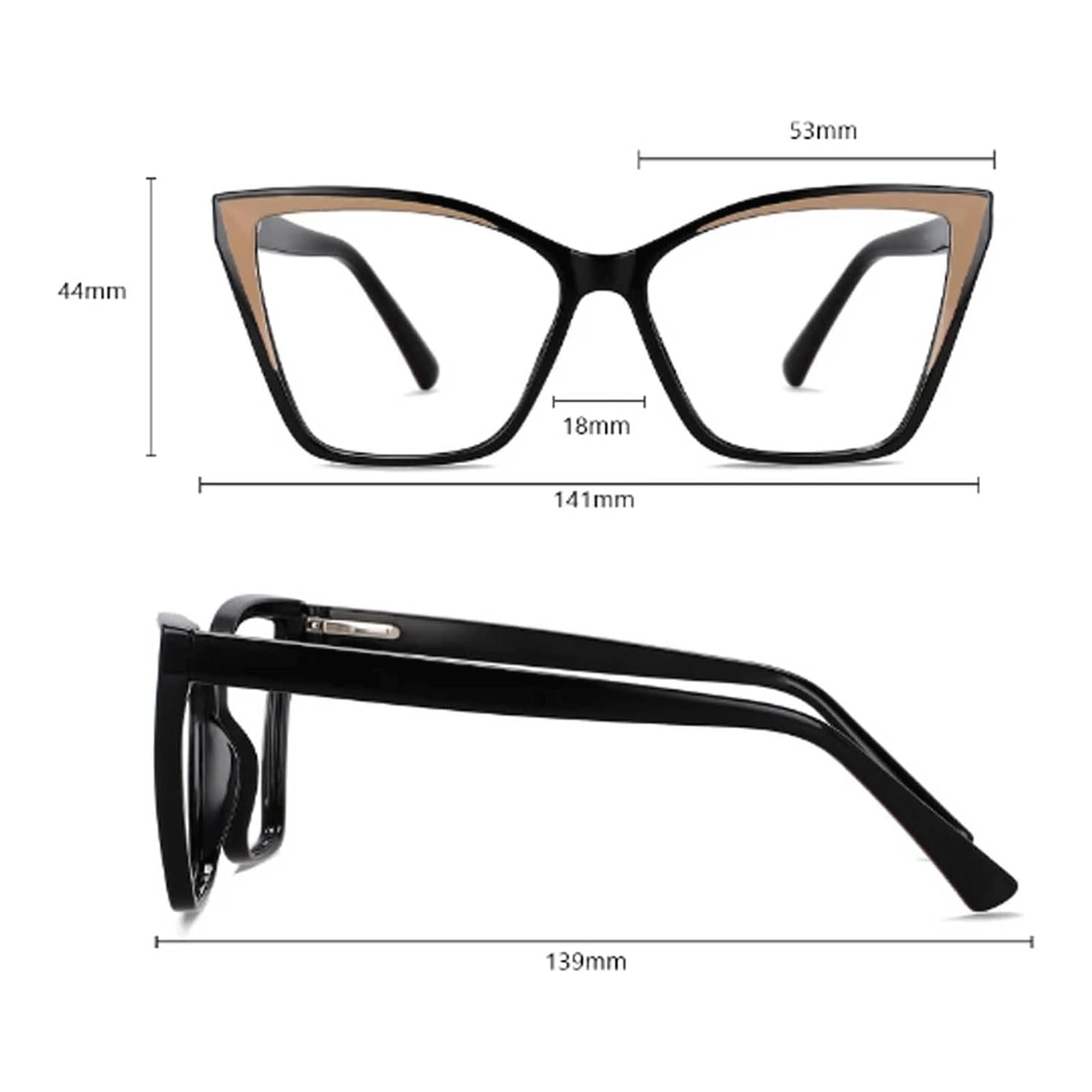 Montature per Occhiali Montature per Occhiali in plastica Anti-Blu con montature per Occhiali Montature per Occhiali a 2 Colori Occhiali da Vista Cat Eye
