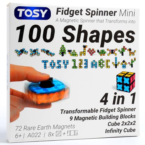 TOSY Magnet Fidget Spinner Mini - 8 Bloques: Fidget Spinner transformable, Cubo Infinito, Cubo Rompecabezas, niños y Adultos, Juguete sensorial para aliviar el estrés Stem