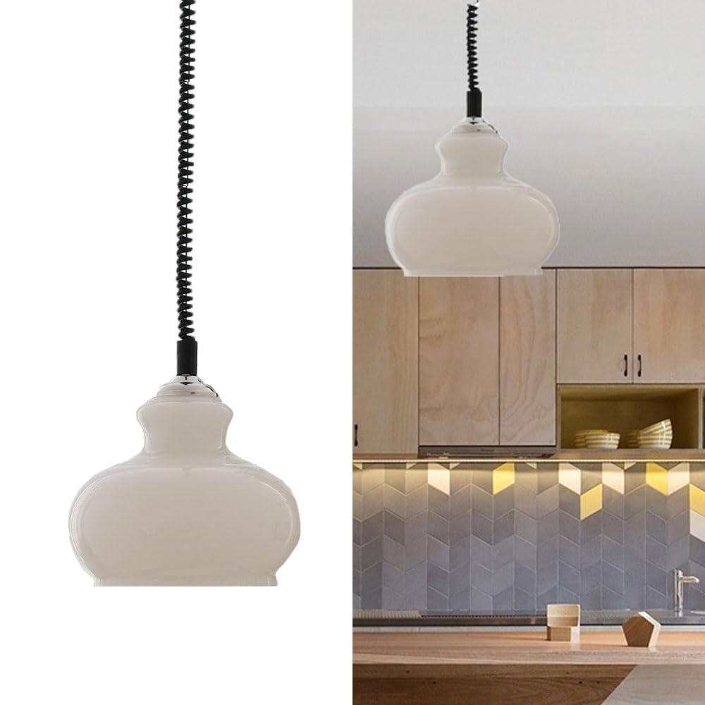 LYMSXAZOU Modern 60" Adjustable Green/White s nt Light Minimalist Iron Body Hanging Fixture for High Ceilings Ideal Bedroom & Study Room Decor