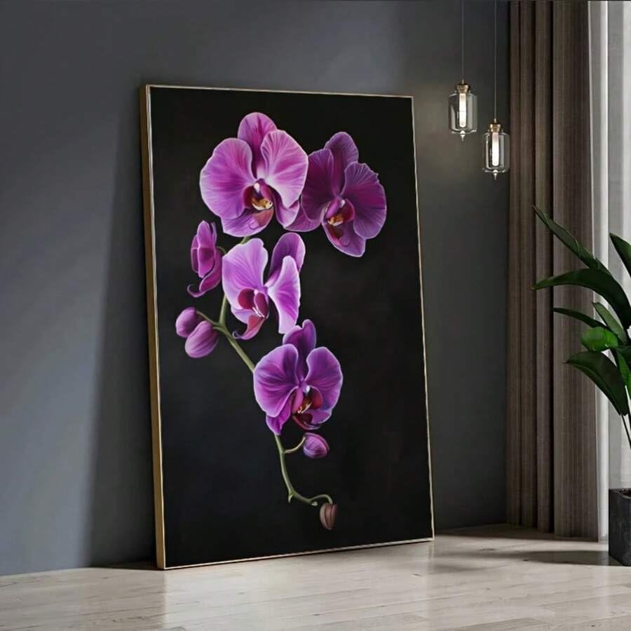 Toile orchidée abstraite 60x90cm affiche florale moderne salon