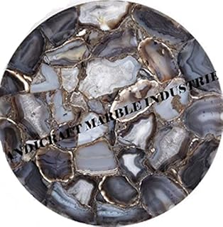 Agate Table 18", Coffee Table, Agate Table Top, Agate Coffee Table, Agate Side Table, Round Table, Stone Table. Grey Agate Geode Table