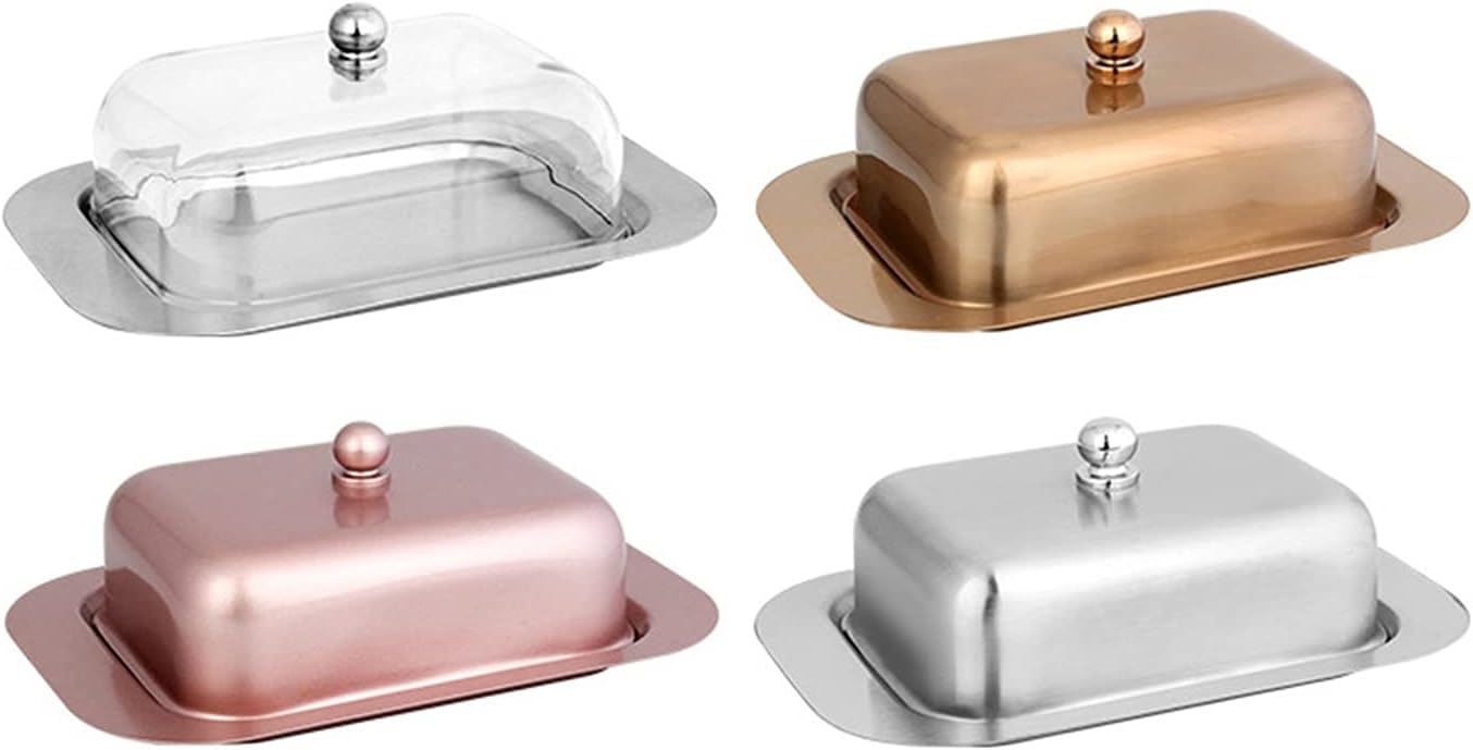 バターディッシュステンレススチールバターディッシュボックスコンテナチーズサーバーストレージキーパートレイ蓋付きキッチン食器バターチー