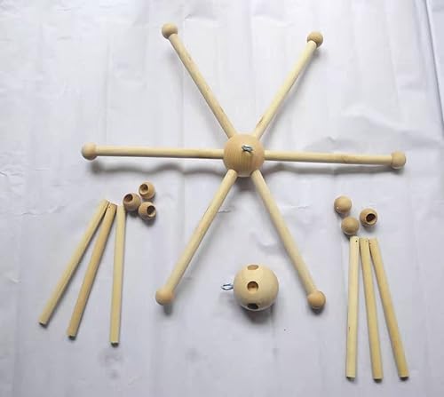 Miniatura 3 de Kit de marco móvil de madera natural, campanillas de viento, campanas de viento, marco para colgar cunas de bebé, dormitorio de bebé, techo,