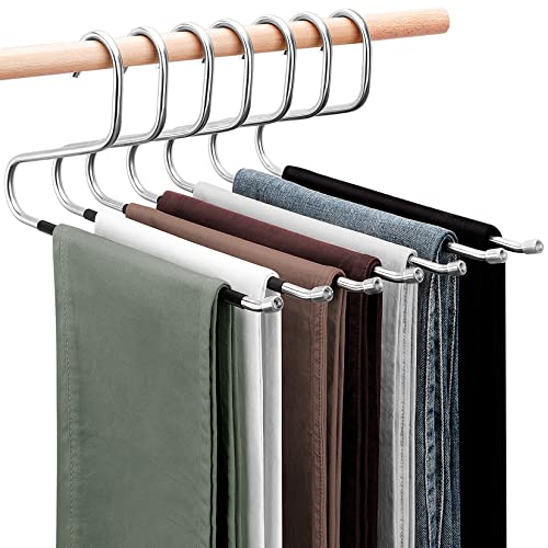 DOIOWN Pants Hangers: 30 Pack Open Ended Space Saving Clothes Hangers for Men Women, Thick Stainless Steel Multi Purpose Non-Slip Hangers for Trousers, Jeans, Towels, Scarf