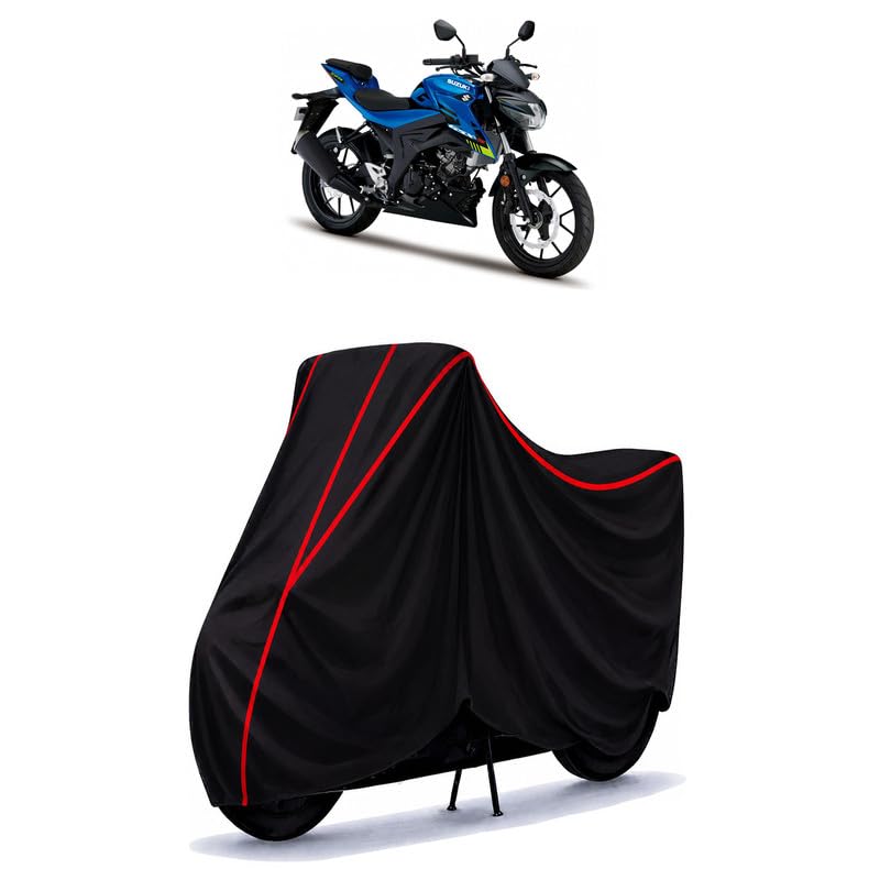Image of Suzuki GSX 125 Water Resistant Bike Cover for All Motorcycles & Rain | Heavy Duty Taffeta Fabric | UV Protection, Dustproof, Scratchproof | All Weather Two Wheeler Body Cover with Elastic Bottom