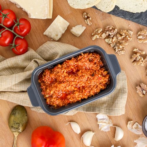 Image of Souper Cubes Ceramic Baking Dishes 2.0-5 inch x 3 inch Small Casserole Dishes for Oven with Silicone Lids, Oven, Microwave and Air Fryer Safe,USA Made, Set of 4 - Charcoal