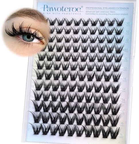 Pawotence Manga Lash Clusters Wispy Cluster Eyelash Extensions 10-16mm Individual Lashes Clusters Spiky Lash Extension DIY False Eyelashes Clusters