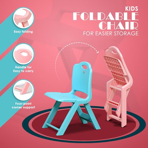 Image of HAPPY BEAR Foldable Kids| Foldable Study | Space-Saving, Portable, and Supports up to 30kg |Folding Stool | Kids Study (Blue /Pink)