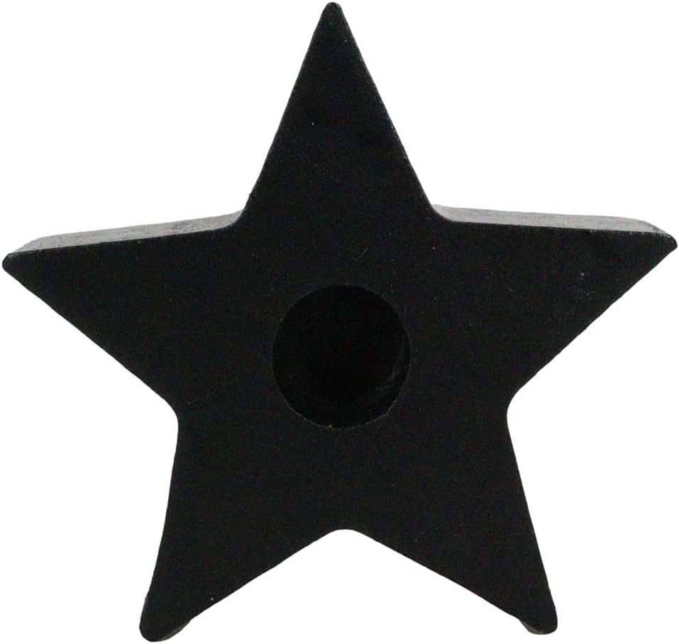 Ebros Gift Occult Wicca Black Pentagram Pentacle Star Shaped Decorative Small Candle Stick Holder Figurine Occultism Spiritualism Witchcraft Supernatural Accent Decor (2)