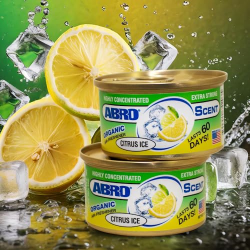 Image of ABRO Car Air Fresheners: Canned, Spill Proof Airfreshener for Home, Office, or Car Accessories Interior, Lasts Up to 60 Days - 3 Pack Citrus Scent