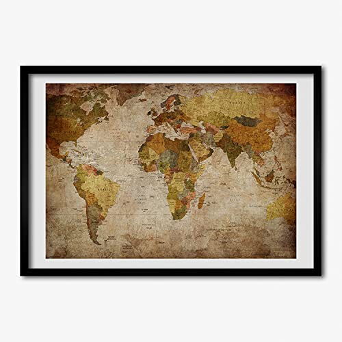 Tableau peinture carte politique 70x50 cm pour sublimer un bureau contemporain