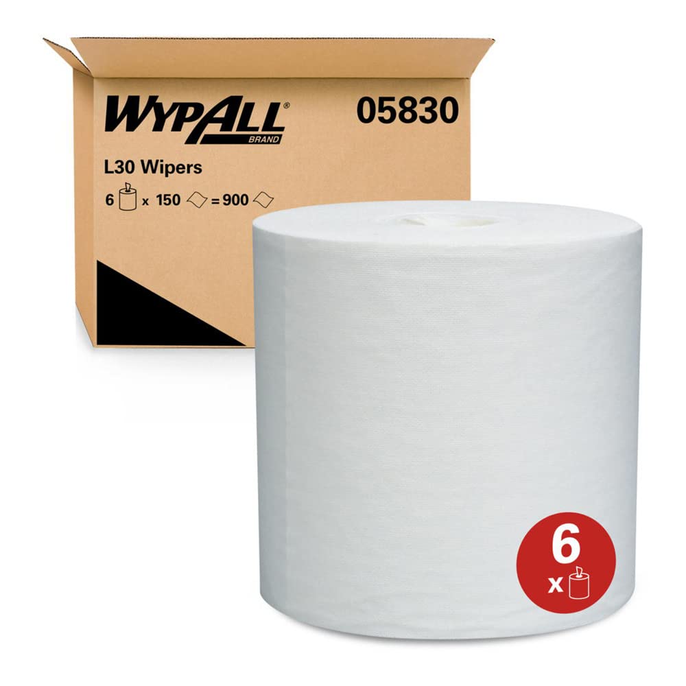 KimberlyClark 05830 White WYPALL L30 Wipers, CenterPull, 8" W x 15" L