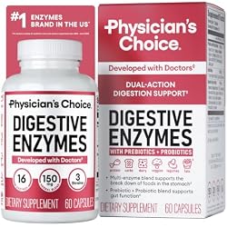 Physician's CHOICE Digestive Enzymes for Bloating & Digestion - Fast-Acting 16 Enzyme Formula with Organic Prebiotics & Probiotics for Gut & Digestive Health - Meal Time Discomfort Relief - 60 CT