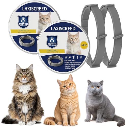 Katzenhalsband 2er Set mit pflanzlichen Ölen 16 Monate Langzeitpflege wasserfest größenverstellbar für Katzen und Kätzchen ab 7 Wochen