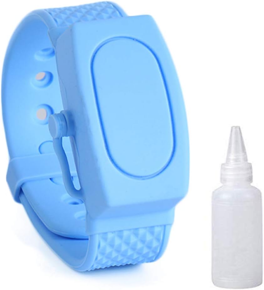 Silicone Refillable Wristband Wearable Hand Dispenser, Empty Hand Sanitizer Holder Bracelet, Portable Silicone Squeeze Bracelet Hand Band Empty Container for Travel Outdoor (BULE)