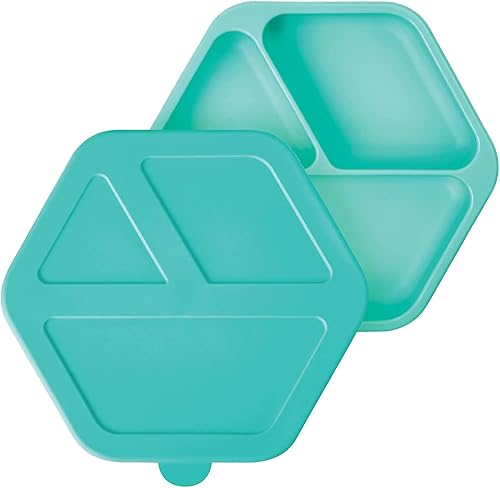 Tiny Twinkle Plato de succión de silicona para bebé, plato dividido con agarre de succión para primeros alimentos y niños que se alimentan por sí