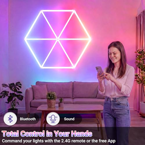 RGB Hexagon Lights - Music Sync & Remote Control & 358+ Color Changing Honeycomb Lights for Garage, Gaming Room, Gym, Bar, Ceiling, Basement, Party Decoration - image 6